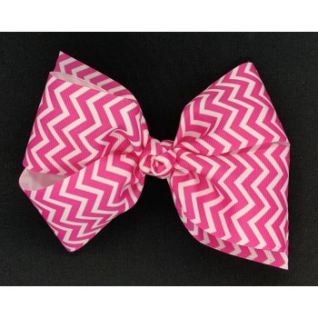 Pink (Hot Pink) Chevron Bow - 6 Inch